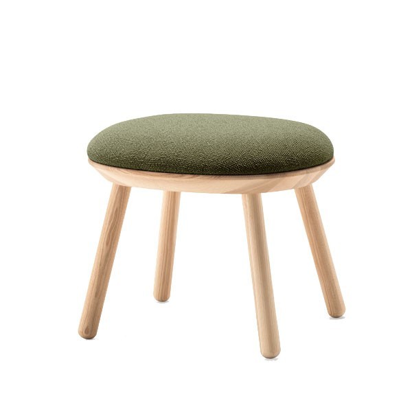 Ash and green textile footstool - EMKO
