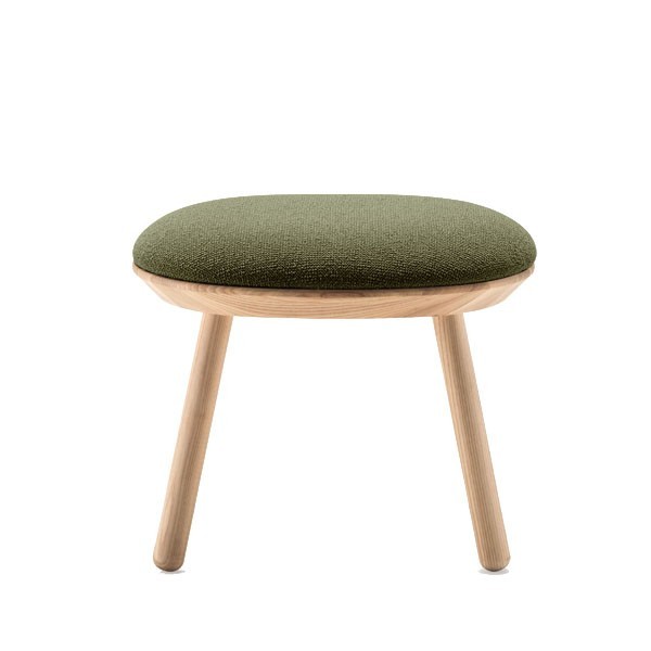 Ash and green textile footstool - EMKO