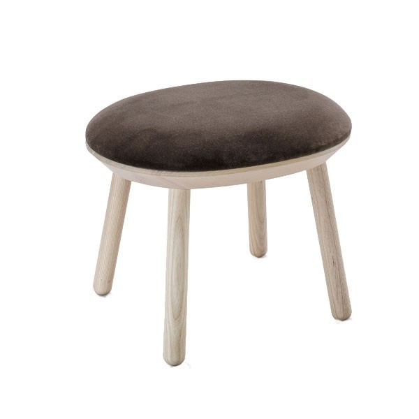 Ash and brown textile footstool - EMKO