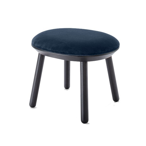 Ash and blue textile footstool - EMKO