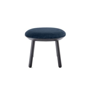 Ash and blue textile footstool - EMKO