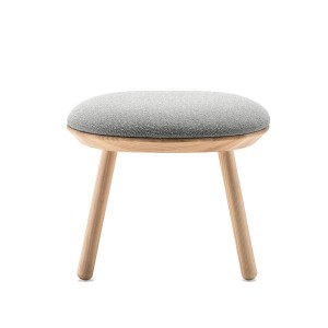 Ash and light grey textile footstool - EMKO