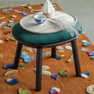 Ash and green textile footstool - EMKO