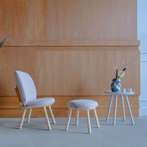 Ash and light grey textile footstool - EMKO