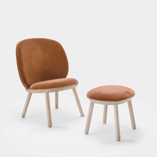 Ash and terracotta textile footstool - EMKO