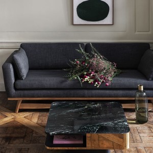 Fifties anthracite 3-seater sofa - Red Edition