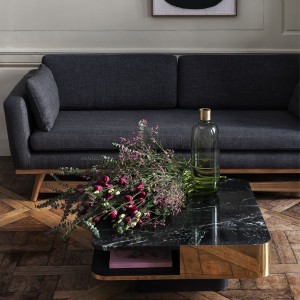 Fifties anthracite 3-seater sofa - Red Edition