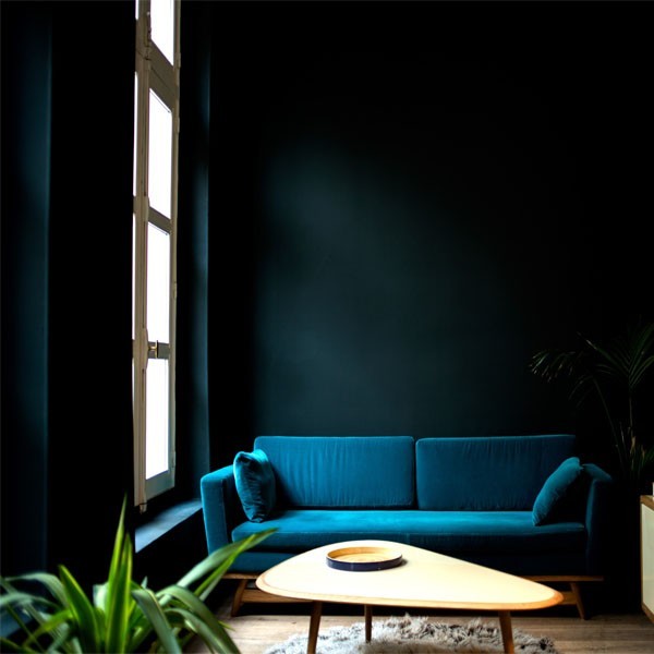210 sofa / 3 seater Teal blue and oak fabric - RED Edition