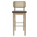 tabouret haut tissu cannage et chêne noir - Red Edition