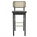 high stool in cane fabric and black oak - Red Edition
