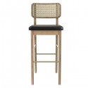 high stool cane leather and black oak - Red Edition