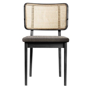 Chaise cannage chêne noir et tissu - Red Edition