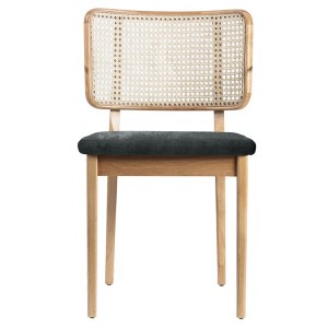 Natural oak and velvet cane chair X2 - Red Edition