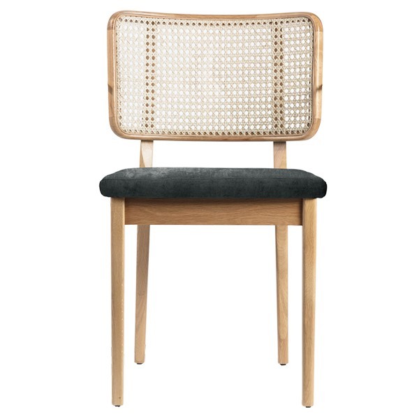 Natural oak and velvet cane chair X2 - Red Edition