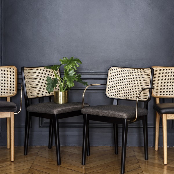 Black oak cane chair and fabric - Red Edition