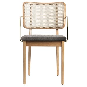 Chaise cannage chêne naturel et tissu avec accoudoirs - Red Edition