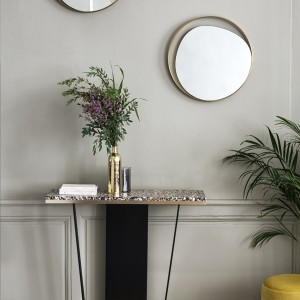 Ellipse mirror in glass and copper pink brass D50 cm - Red Edition