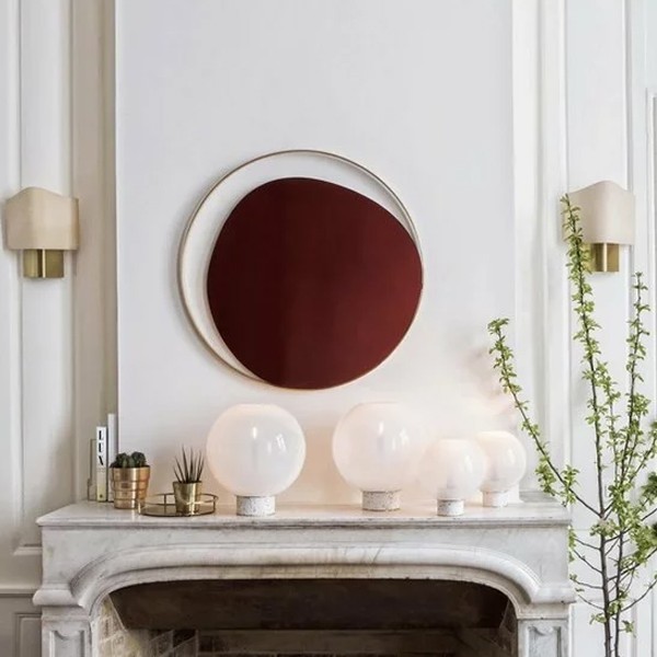 Miroir Ellipse en verre et laiton rose cuivré D50 cm - Red Edition