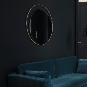 Ellipse mirror in glass and copper pink brass D80 cm - Red Edition