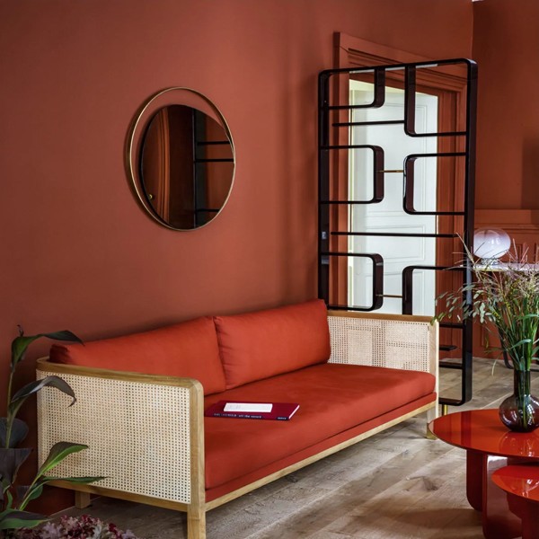 Ellipse mirror in glass and copper pink brass D80 cm - Red Edition