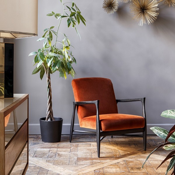 Fox and Oak Velvet Fabric Floating Armchair - Red Edition