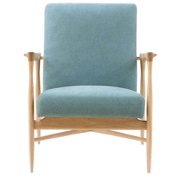 Floating armchair Indian blue fabric and oak - Red Edition