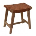 James stool with brown leather braid by Trademark Living