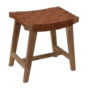 Tabouret James avec galon de cuir marron by Trademark Living