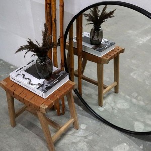 James stool with brown leather braid - Trademark Living
