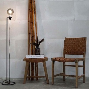 Tabouret James avec galon de cuir marron - Trademark Living