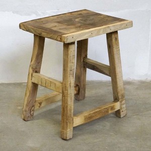Tabouret nordique brut en bois recyclé patine clair by Trademark Living