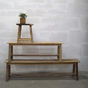 Tabouret nordique brut bois recyclé clair - Trademark Living