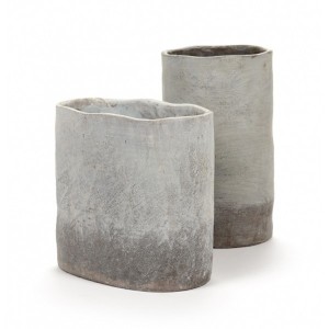 Large rustic white beige pot - Serax