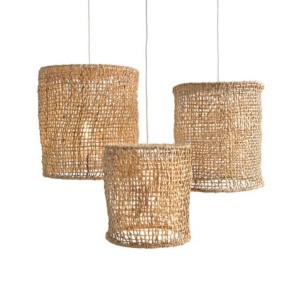 Abaca checkered lampshade and basket - Original Home