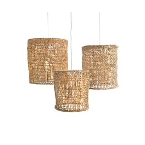 Abaca checkered lampshade and basket - Original Home