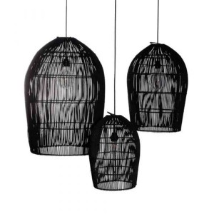 Abat-jour Lentera rotin noir set de 3 - Original Home