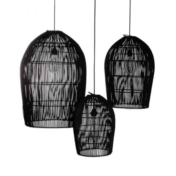Abat-jour Lentera rotin noir set de 3 - Original Home