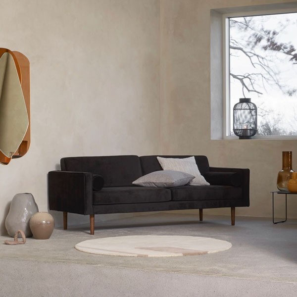 3 seater sofa Wind black velvet - Broste Copenhagen