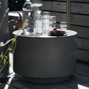 round concrete coffee table handmade for indoors or outdoors