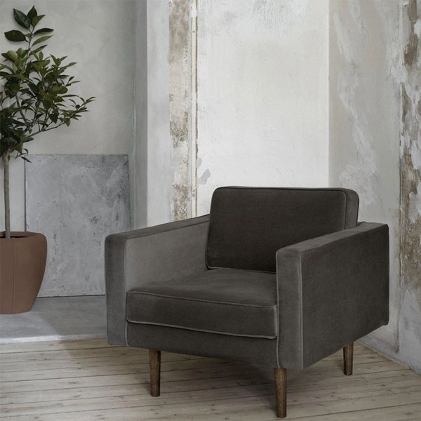 Fauteuil Wind velours vert olive - Broste Copenhagen