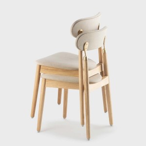 Chaise 7.14 chêne velours beige - Emko
