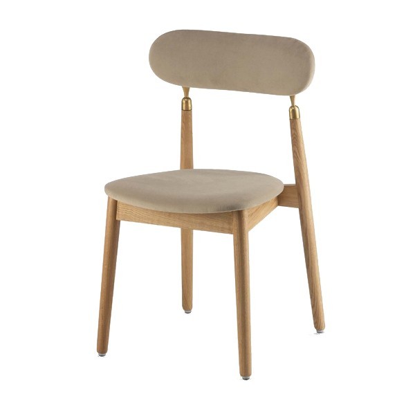 Chaise 7.14 chêne velours beige - Emko