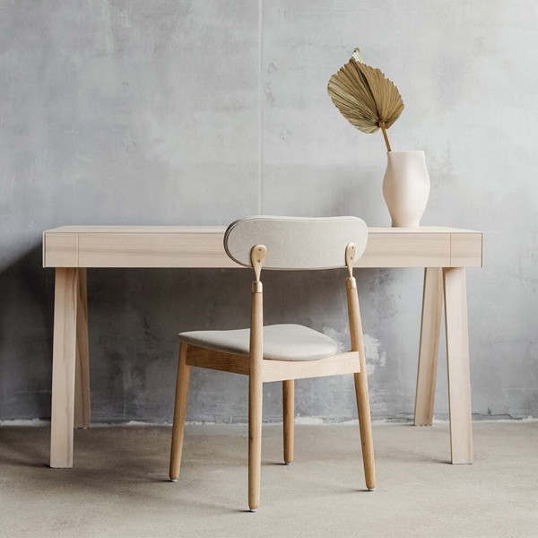 Beige velvet oak chair 7.14 - Emko