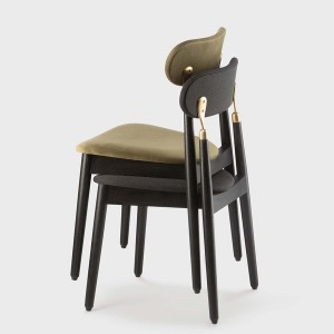 Chaise 7.14 chêne noir velours vert - Emko