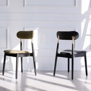 Chaise chêne noir velours vert by Emko