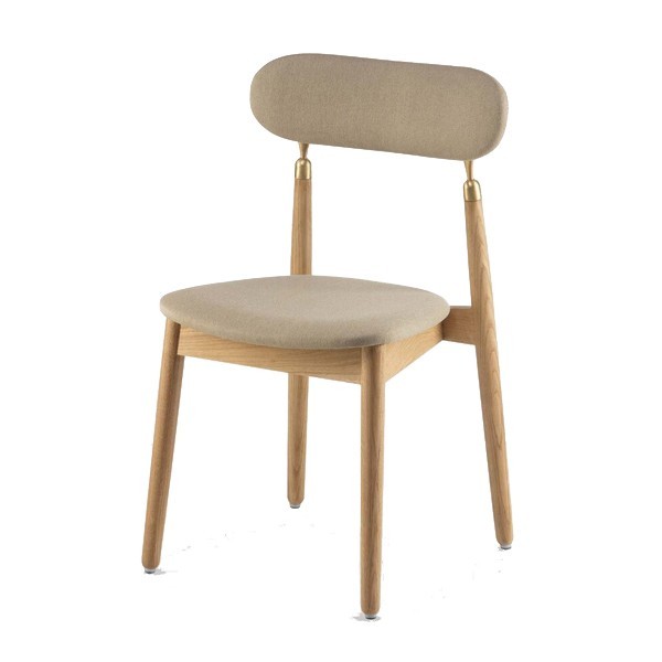 Chaise 7.15 chêne clair et tissus beige - Emko