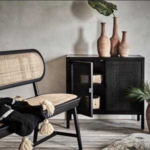 Banc noir Harry Hêtre et cannage - Affari Of Sweden