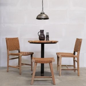 Chaise bois et cuir - Trademark Living -woodely