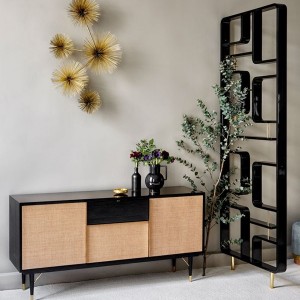 Black lacquered wood and brass partition - Red Edition
