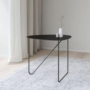 Table Basse Curve métal et cuir noir - LIND DNA